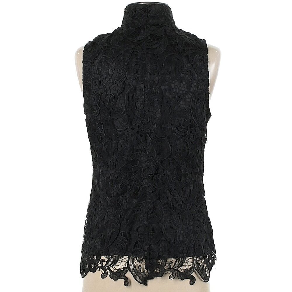 Adrienne Vittadini Romanique Lace Overlay Sleeveless Top Black Size 4 - Picture 3 of 4